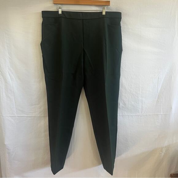 Susan Graver Liquid Knit Pants Womens Size XL Dark Green Front Pockets Classy - Picture 1 of 9